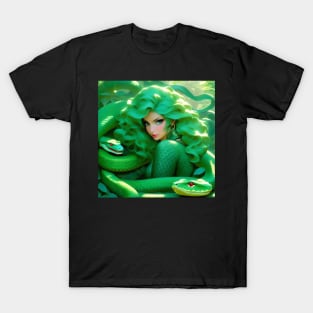 Fantasy girl with green snake T-Shirt